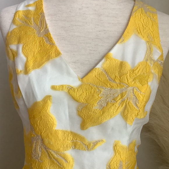 Exploded Metallic Floral Jacquard Organza Tiered Ankle Length  Dress Size 8 NWT - Picture 5 of 17